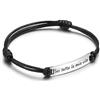 Generico Bracciale Personalizzato Uomo Donna - Cordoncino Nero Regolabile con Incisione a Scelta - Acciaio Inox - Idea Regalo Romantica per Coppia, Anniversario, San Valentino