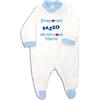 Zigozago - Tutina a Manica lunga in ciniglia di Cotone con ricamo -Innamorato Pazzo del Mio Papà- | Fatto a Mano | Personalizzabile con Nome del Papà | Bordo: Azzurro | Taglia: da 0 a 6/9 mesi
