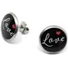 Generic Orecchini a lobo con scritta Love - orecchini San Valentino (Nero)