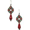 tizianat: gemstone, pearls and beads han orecchini pendenti fiorellino scuri in tessitura di perline verdi e rosse