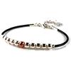 LuZ ITALY Bracciale cuoio con palline colore argento e rame