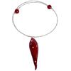 Gemma Handmade in Italy Collana Girocollo con Ciondolo di Vetro di Murano. Fatto a Mano. Made in Italy, Ciondolo Cornetto Rosso Portafortuna.