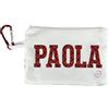 GioCandles Mini Pochette Portachiavi in Velluto Personalizzata Bianca e Rossa