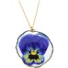 Handmade Generico Collana Donna Fiore Vero Viola del Pensiero Essiccato Pressato in Resina, Ciondolo Pendente Cerchio Oro, Acciaio e Ottone, Accessorio Fiore Vero