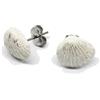 Generic Orecchini a lobo con conchiglia bianca e argento 12x10 mm