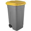 Mobil Plastic - Bidone Raccolta Differenziata 80L | Contenitore Rifiuti con Coperchio Giallo | Pattumiere Ecologiche per Casa e Ufficio - Corpo Grigio Resistente