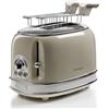 Ariete Tostapane Vintage 2 Fette 155, Tostiera con 6 Livelli di Tostatura, Espulsione Automatica, Funzione Defrost, Vassoio Raccoglibriciole Estraibile, Corpo in Acciaio Inox, 810W, Beige