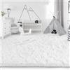AIMECO Tappeti camera da letto Tappeto Peloso Morbido lungo Soggiorno Carpet stanza da letto pelo piccolo moderno scendiletto salotto Antiacaro Antiscivolo Bambini Matrimonio Bianco puro 120 * 200cm