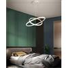 TOT ELECTRIC Lampadario sospeso led 60w 2 cerchi pendente cerchio rotondo con anelli bianco design moderno per camera salotto (Luce Fredda 6500K)