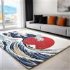 Generic Stile Giapponese Cartone Animato Tappeto Onde Lavabile Antiscivolo Morbido a Pelo Corto Blu Rosso Stampato - Decorazione 60 x 90 cm per Soggiorno Camera da Letto Sala da Pranzo