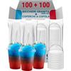 G.M. DISTRIBUZIONE 100 Bicchieri Granita in PP da 400ml + 100 Coperchi A Cupola in PS, Bicchieri e Coperchi Usa e Getta Trasparenti, Bicchiere Monouso Alta Qualità per Bar e Gelaterie.