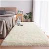 LIUNADM Tappeto a Pelo Lungo 80 x 100 cm Pelo Lungo Peloso Monocolore Moderno Tappeto Morbido Pelosi Camera da Letto Varie Misure e Colori Multiuso per Soggiorno, Camera da Letto, bianco