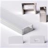 AFTERTECH 1x 3metri 1708 17x8mm Profilo Alluminio Silver Per Strisce Strip Led Barra Rigida 3MT + Copertura OPACA (1x 3metri 1708 fog)