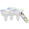 LIGHTEU®, 4x 4W 12V GU5.3 MR16 RGB + CCT Faretto a LED Faretto colore e temperatura CCT WW CW Regolabile, originale Mi-light, lampadina con un telecomando a 4 zone (4x FUT104 + FUT092)