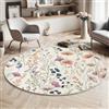 MIATCENRT Tappeto Salotto Rotondo Pelo Corto, 3D Acquerello Fiori Di Campo Pastorale Fiori Stampa Grandi Antiscivolo Tondo Moquette, Bambini Camera,Cucina,Domestica Decor Tappeti, 120cm, Colorato