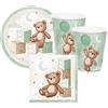 irpot kit n.2 teddy bear coordinato nascita battesimo o compleanno bambino decorazioni piatti carta bicchieri tovaglioli orsetto baby cubi giochi