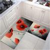 MULERN Set Di Tappeti Da Cucina, Fiore Di Papavero Rosso 2 Pezzi Tappetini Morbidi Tappetini Antiscivolo Fiori Tappeto Super Assorbente, Per Cucina Lavello Corridoio Lavanderia 43X75Cm+43X150Cm