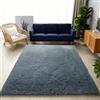 GOUER Tappeto Salotto Moderno Shaggy 140 x 150 cm Fondo Antiscivolo Tappeto Moderni Soggiorno Peloso Lavabili per Soggiorno, Camera da Letto, Interni Cameretta Dei Bambini, Grigio Scuro