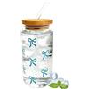 Generic Graziosa in con coperchio e cannuccia, 500 ml, riutilizzabile, con stampa a blu, elegante bicchiere in trasparente per donne, ragazze e bambini