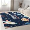 Generico Blu Tappeto Soggiorno Astronave del pianeta dei cartoni animati 80x150 cm Tappeti per Salotto Moderno Cameretta Bimba Tappeti, Tappeto morbido e Antiscivolo Soffice per la camera da letto