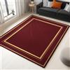 Generic Tappeto 60 X 90 Cm - Lusso Leggero Linee Bordi - Pelo Corto, Morbido E Confortevole In Flanella - Lavabile, Antiscivolo E Durevole - Per Salotto, Camera Da Letto - Rosso Vino Oro