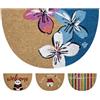 Olivo Tappeti OLIVO.shop FANTASY 13 - Zerbino cocco colorato a mezzaluna, Zerbino Ingresso Esterno in Cocco, Tappetino Antiscivolo Colorato 40x65 cm Mezzaluna (FLOWERS)