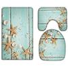 A.Monamour Set Tappeti Bagno Conchiglia Della Stella Di Mare Sulla Spiaggia Nautica Del Fondo Del Pavimento Delle Plance Di Legno Blu Antiscivolo Morbidi Assorbente Lavabile Tappetini per Il Bagno