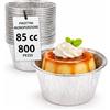Generic GM 800 Pirottini Alluminio Budino 85cc, Cocotte Monoporzione da Forno, Vaschette Alluminio monouso circolari da 6,5cm, Stampi per Dolci monoporzione Usa E Getta, Stampi per Muffin adatti al Microonde.