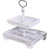 Generico Two Tiered Tray Stand - Rectangle tray for Kitchen, Wooden Tiered Display Stand with Metal Handle | Table Centerpiece, Rectangular Holder for Food Dessert Cupcake Fruit Farm