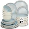 tectake® Set stoviglie 24 pezzi terracotta, servizio piatti 6 persone, set piatti moderni grandi, piccoli, fondi, ciotole, gres smaltato, design moderno, adatto lavastoviglie microonde - Grigio