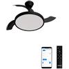 CREATE / WIND CLEAR STUDIO S/Ventilatore da soffitto con luce nero con Wifi e telecomando / 40W, Temporizzatore, Ø 91 cm, 6 velocità, pale retrattili, 3 temperature di luce, funzione estate-inverno