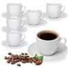 Generico Set 6 Tazzine da Caffè con Piattino 90 ml in Ceramica Bianca - Design Elegante, Ideali per Espresso, Bar e Casa - Lavabili in Lavastoviglie
