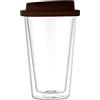 TITA-DONG Bicchiere da Viaggio in Vetro a Doppia Parete da 2 Pezzi, Tazza da Caffè da Viaggio in Vetro Riutilizzabile con Coperchio in Silicone, Tazze Termiche Isolate a Doppia Parete, Bicchieri per(Marrone)