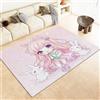Srigzcaly Tappeto Morbido Flanella Tappeto 60x90cm Lavabile in Lavatrice Tappeto Tema Del Coniglio Della Ragazza Del Fumetto Tappeti Antiscivolo Tappeto Soggiorno Rosa Tappeti per Bambini Adulti