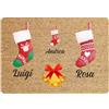 Colorfamily Tappeto Zerbino Natale personalizzato con nome Famiglia 1 figlio Calze Natalizio Ingresso Casa Regalo Natale 60x40 cm