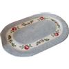 scoseptzy Grazioso tappeto floreale in stile rurale, morbido, antiscivolo, ricamato, ovale, tappetino da bagno, doccia, camera da letto, soggiorno (40 x 60 cm, blu)