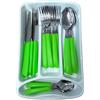 COSE DA CASA Servizio di Posate 24 Pezzi completo per 6 persone Manici Colorati Ergonomici Made in Italy Acciaio Inossidabile Lavabili in Lavastoviglie omaggio il Porta Posate da Cassetto (Verde)