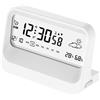 EpheyFIF Sveglia digitale con ora, data, temperatura e visualizzazione del giorno, 3 sveglie indipendenti, luce notturna con snooze, portatile, alimentata a batteria, per camera da letto e viaggi (bianco)