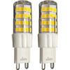 LED ATOMANT Confezione da 2 Lampadina LED G9 5W Regolabile, Colore Bianco Caldo (3000K), 550 Lumens, Base Ceramica