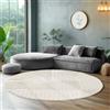 SIMPEX Tappeto rotondo a pelo alto per soggiorno, tappeto stile scandinavo e boho con design 3D, soffice e morbido.Misurare: 200 x 200 cm, Colore:crema