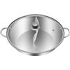 Endingfuny Pentola in acciaio inox, 34 cm, con coperchio in vetro, con divisorio, 2 camere, pentola cinese, in acciaio inox, Yin Yang, doppia pentola calda per fornelli a induzione, fornello elettrico, fornello