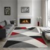 the carpet Pearl - Tappeto moderno a pelo corto, per soggiorno e camera da letto, motivo geometrico, a onde, 240 x 330 cm, colore grigio e rosso