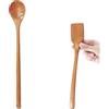 UPTALY 1 tornitore in legno sottile per frittata (27 cm x 4,5 cm), 1 cucchiaio da miscelazione con manico lungo (34 cm x 5 cm), piccola spatola per uova fritte, cucchiaio per mescolare esteso