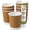 BIOZOYG 50x bicchierini caffè isotermici 200 ml / 8 oz, Ø 80 mm bianco/marrone - bicchieri carta a doppio strato e senza plastica - bicchierini caffe carta