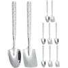 INOOMP Cucchiai da Dessert Facile da Pulire Set di 10 Forma a Pala in Acciaio Inossidabile Argento Design Martellato Raffinato per Frutta e Dolci in Cucina e Intrattenimento