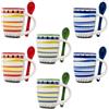 NAMAI - Set di 6 Tazzine Caffè Con Cucchiaino, 90 ML, Porcellana Resistente, Adatte in Lavastoviglie e Microonde, Colori Vivaci, Idea Regalo (Set 6 Tazzine con Cucchiaino)