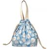 BEFOY Bento Borsa per il pranzo riutilizzabile, piccola borsa per il pranzo con coulisse, adatta per ragazze e donne, lavoro, campeggio, picnic (blu margherite)