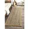 Ripaz Vogue Tappeto in iuta intrecciato a mano grigio beige bordo fattoria rettangolare tappeto per corridoio (60 x 180 cm)
