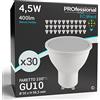 Eurocali 30x Lampadine LED GU10 4,5W Opaca 400 lumen - Forma: Faretto - Luce Bianco Freddo 6500K - Fascio Luminoso 100°