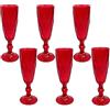 COSE DA CASA Set 6 Bicchieri Flûte Rossi da Spumante 170ml con piede per una Tavola Natalizia Effetto Diamante Eleganti per le Feste di natale e Occasioni Speciali